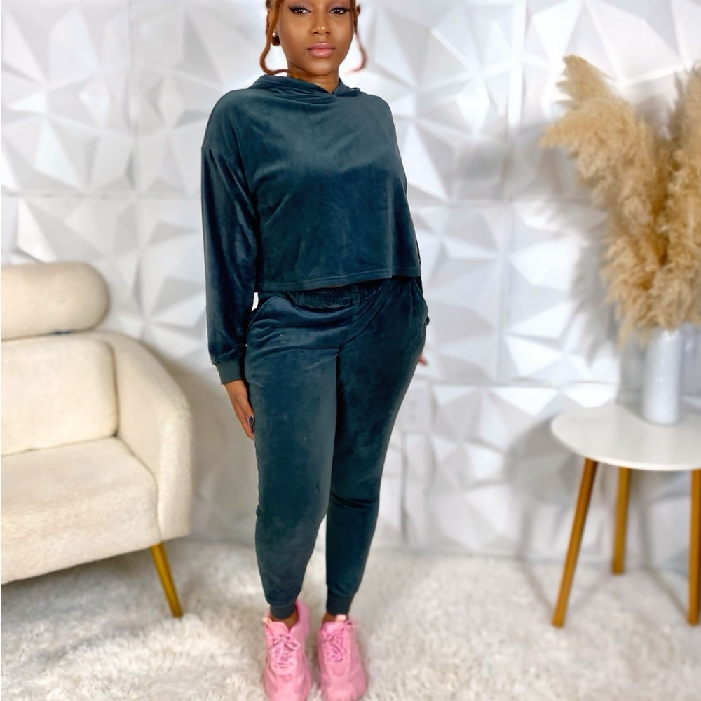Women's Teal Velour Tracksuit